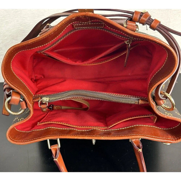 Dooney & Bourke Brown/black Gretta Perry Satchel DB Logo EUC - Picture 6 of 16